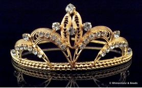 "Abby" Tiara - Gold/Crystal 45mm high 